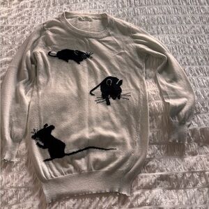 Tsumori Chisato Beige Sweater with Black Animal Design